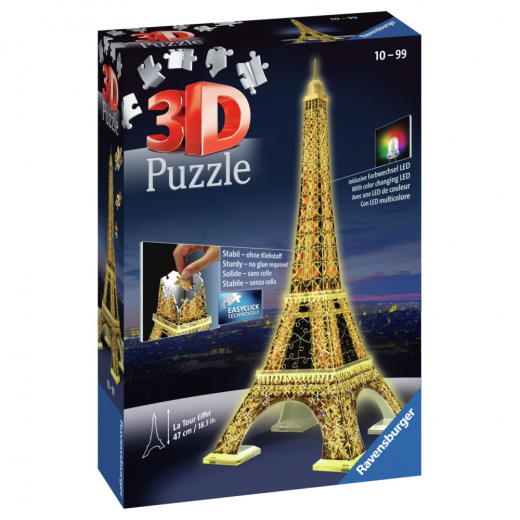Eiffel Tower Night Edition Pusselbyggnad 3D - 216 Bitar i gruppen PUSSEL / 3D pussel hos Spelexperten (10412579)